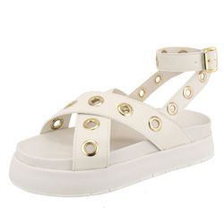 Flatform Xangai Tiras Enfeite Dourado OffWhite - Agnes Veronez