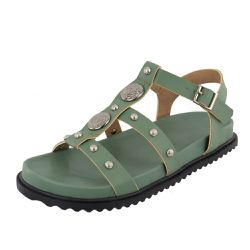 Papete Dubai Boho Ajuste Fivela Verde Militar - Agnes Veronez