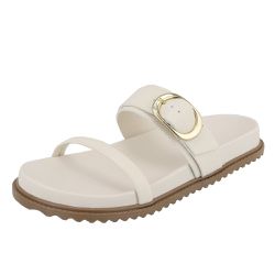 Papete Lisboa Rasteira Fivela OffWhite - Agnes Veronez