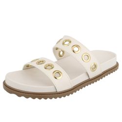 Papete Bonito Rasteira Metais Dourado OffWhite - Agnes Veronez