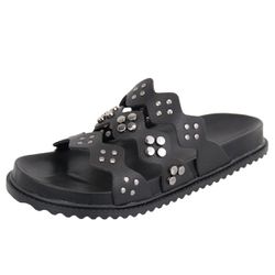 Papete Noronha Slide Casual Tachas Preto - Agnes Veronez