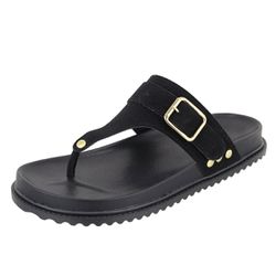 Papete Blu Rasteira Toe Camurça Preto - Agnes Veronez