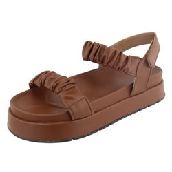 Flatform Bali Plataforma Enrugado Ajustável Carame... - Agnes Veronez