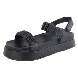 Flatform Bali Sola Alta Franzido Ajustável Preto - Agnes Veronez