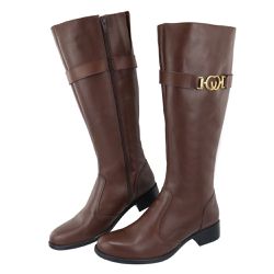 Bota Montaria Gramado Ridding Enfeite Dourado Choc... - Agnes Veronez