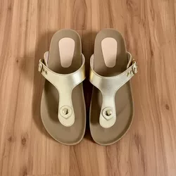 Sandália Slide Atenas - Dourad... - ÁINE STORE