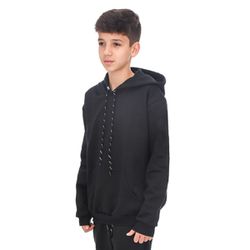 Blusa de Moletom Juvenil Canguru com Capuz Preto -... - ALIARTE CONFECÇÕES