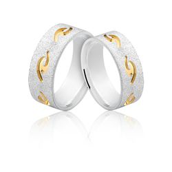 Alianças De Prata e Detalhes Banhado a Ouro - JHR-... - Alianças Zap