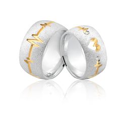 Alianças De Prata e Detalhes Banhado a Ouro - JHR-... - Alianças Zap