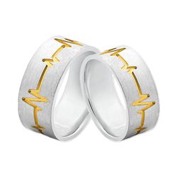 Alianças De Prata e Detalhes Banhado a Ouro - JHR-... - Alianças Zap