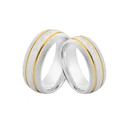 Alianças De Prata e Detalhes Banhado a Ouro - JHR-... - Alianças Zap