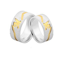 Alianças De Prata e Detalhes Banhado a Ouro - JHR-... - Alianças Zap