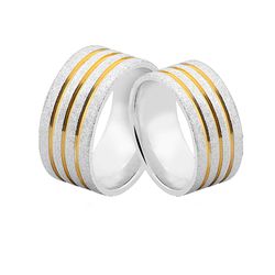 Alianças De Prata e Detalhes Banhado a Ouro - JHR-... - Alianças Zap