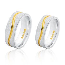 Alianças De Prata e Detalhes Banhado a Ouro - JHR-... - Alianças Zap