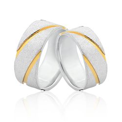 Alianças De Prata e Detalhes Banhado a Ouro - JHR-... - Alianças Zap