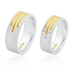 Alianças De Prata e Detalhes Banhado a Ouro - JHR-... - Alianças Zap