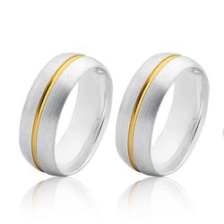Alianças De Prata e Detalhes Banhado a Ouro - JHR-... - Alianças Zap