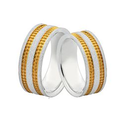 Alianças De Prata e Detalhes Banhado a Ouro - JHR-... - Alianças Zap