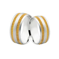 Alianças De Prata e Detalhes Banhado a Ouro - JHR-... - Alianças Zap