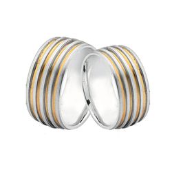 Alianças De Prata e Detalhes Banhado a Ouro - JHR-... - Alianças Zap