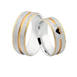 Alianças De Prata e Detalhes Banhado a Ouro - JHR-... - Alianças Zap