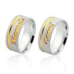 Alianças De Prata e Detalhes Banhado a Ouro - JHR-... - Alianças Zap