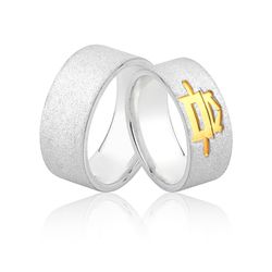 Alianças De Prata e Detalhes Banhado a Ouro - JHR-... - Alianças Zap