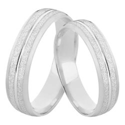 Par De Alianças Diamantadas De Prata - JHR-0037 - Alianças Zap