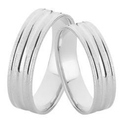 Par De Alianças Diamantadas De Prata - JHR-0040 - Alianças Zap