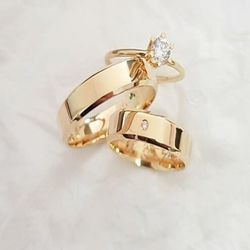 Aliança de Ouro 18k O PAR + ANEL - RJ48 - ALIANÇAS RAINHA VIRTUAL 