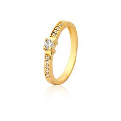 Anel Feminino Em Ouro Com Diamantes - A-300-D - Alianças da Fabrica 