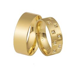 Aliança Em Ouro Com Pedras - CB-70 - Alianças da Fabrica 