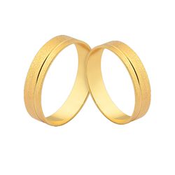 Alianças De Ouro Reta Diamantada Com Friso - J-360 - Alianças da Fabrica 