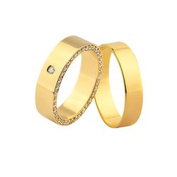 Alianças De Ouro Com Pedras - JE-535 - Alianças da Fabrica 