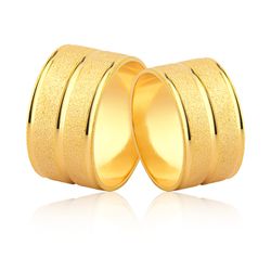 Alianças De Ouro Com Friso - JE-590 - Alianças da Fabrica 
