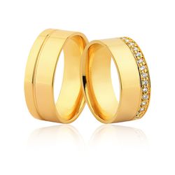 Alianças Em Ouro Com Pedras - JE-599 - Alianças da Fabrica 