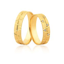 Alianças Em Ouro Diamantadas - JE-600 - Alianças da Fabrica 