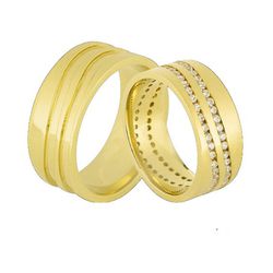 Aliança Em Ouro Com Pedras - JN-110 - Alianças da Fabrica 