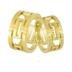 Aliança Exclusiva Em Ouro Com Pedras - JN-114 - Alianças da Fabrica 