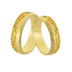 Aliança Em Ouro Com Pedras - JN-172 - Alianças da Fabrica 