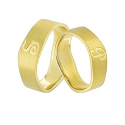 Aliança Em Ouro Escovado (escolher As Letras) - JN-25 - Alianças da Fabrica 