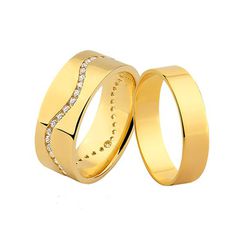 Alianças Em Ouro Com Pedras - JN-369 - Alianças da Fabrica 