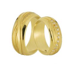 Aliança Em Ouro Com Pedras - JN-397 - Alianças da Fabrica 