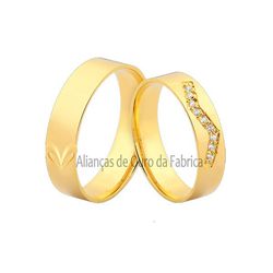 Alianças Em Ouro Com Pedras - JN-401 - Alianças da Fabrica 