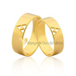 Alianças Em Ouro Personalizadas Com Triângulo Vazado - JN-439 - Alianças da Fabrica 