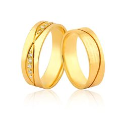 Alianças Em Ouro Personalizadas Com Pedras - JN-496 - Alianças da Fabrica 