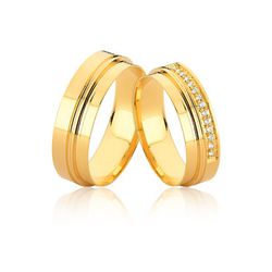 Alianças De Casamento Com Pedras - JN-524 - Alianças da Fabrica 