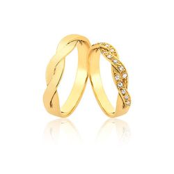 Aliança Em Ouro Com Pedras - JN-552 - Alianças da Fabrica 