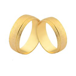Alianças De Ouro Diamantada Com Friso - CM-150 - Alianças da Fabrica 