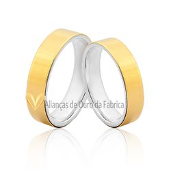 Aliança Em Prata Revestida Com Ouro - AG-032 - Alianças da Fabrica 